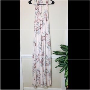 Pale pink/floral floor length dress